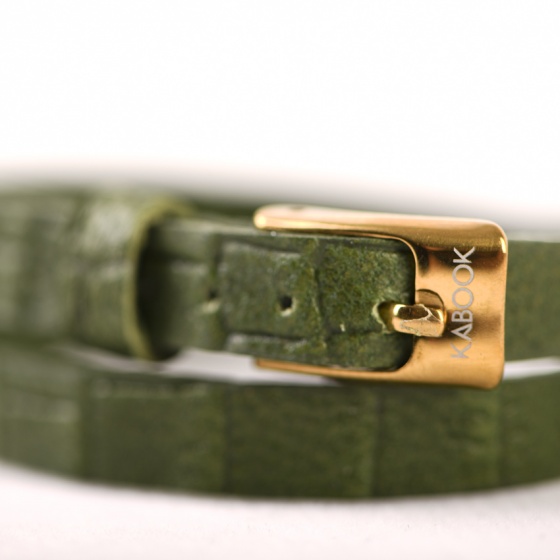 دستبند چرم دو دور سبز