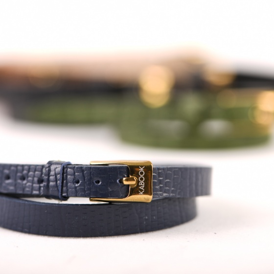 دستبند چرم دو دور سرمه ای