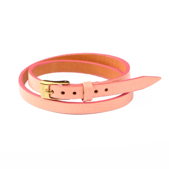 دستبند چرم دو دور صورتی