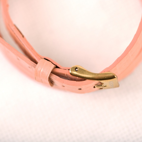 دستبند چرم دو دور صورتی