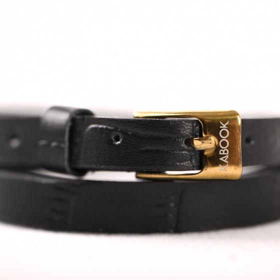 دستبند چرم دو دور کروکودیل مشکی