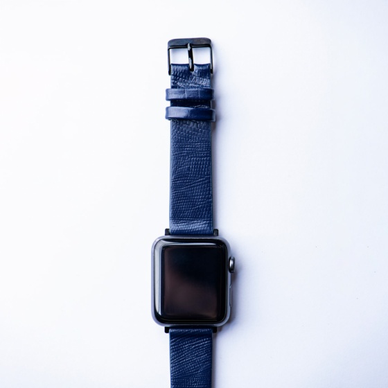 بند اپل واچ چرم لیزارد سرمه ای