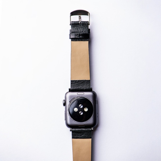 بند اپل واچ چرم لیزارد مشکی
