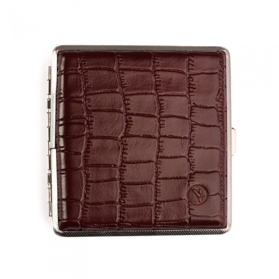 جعبه سیگار چرم کروکودیل زرشکی