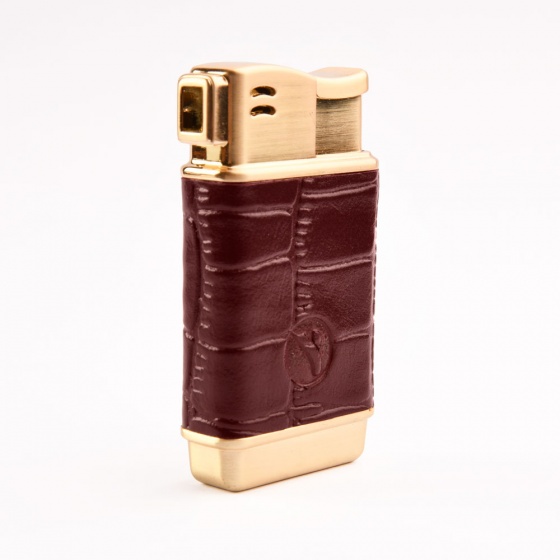 فندک گازی چرم کروکودیل زرشکی