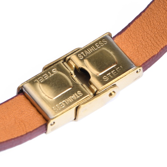 دستبند چرم کروکودیل زرشکی