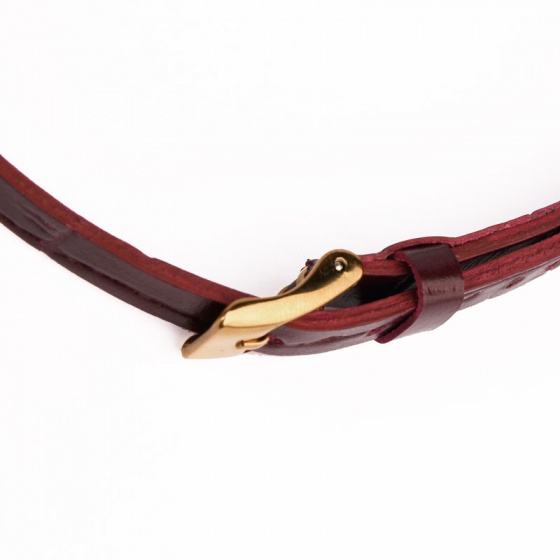 دستبند چرم دو دور زرشکی