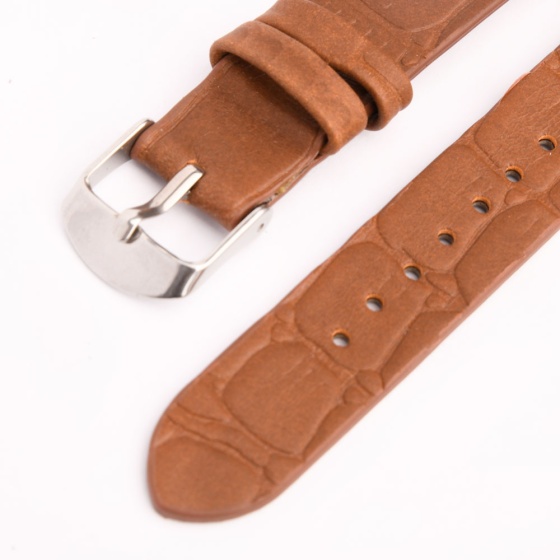 بند ساعت مردانه چرم کروکودیل عسلی