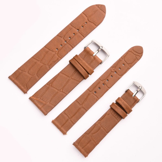 بند ساعت مردانه چرم کروکودیل عسلی