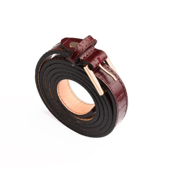 کمربند زنانه چرم زرشکی