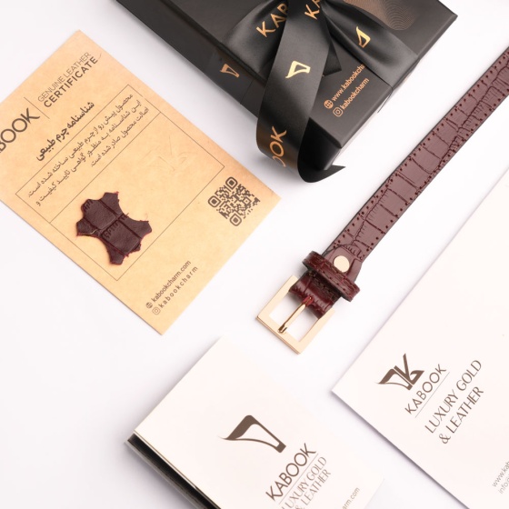 کمربند زنانه چرم زرشکی