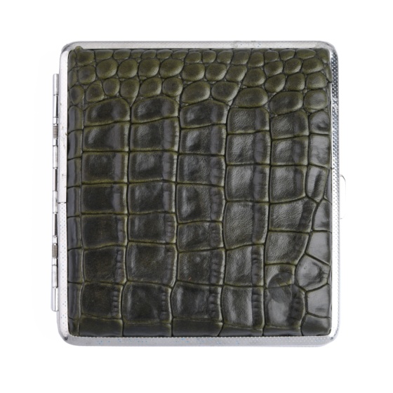 جعبه سیگار چرم کروکودیل سبز