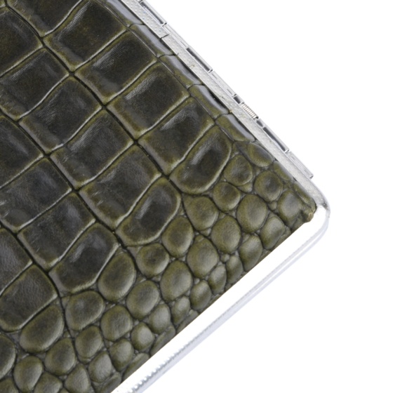 جعبه سیگار چرم کروکودیل سبز