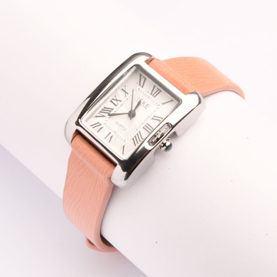 بند ساعت زنانه چرم لیزارد صورتی