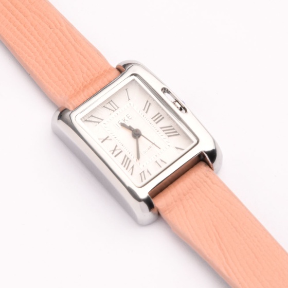 بند ساعت زنانه چرم لیزارد صورتی