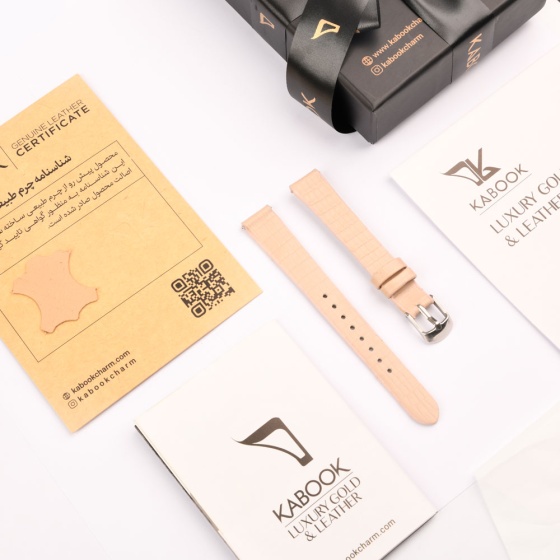 بند ساعت زنانه چرم لیزارد کرم