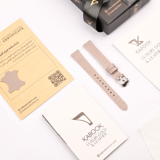 بند ساعت زنانه چرم لیزارد خاکستری