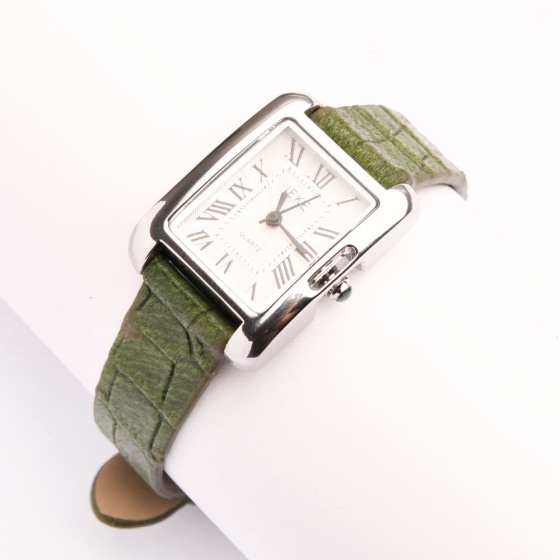 بند ساعت زنانه چرم کروکودیل سبز
