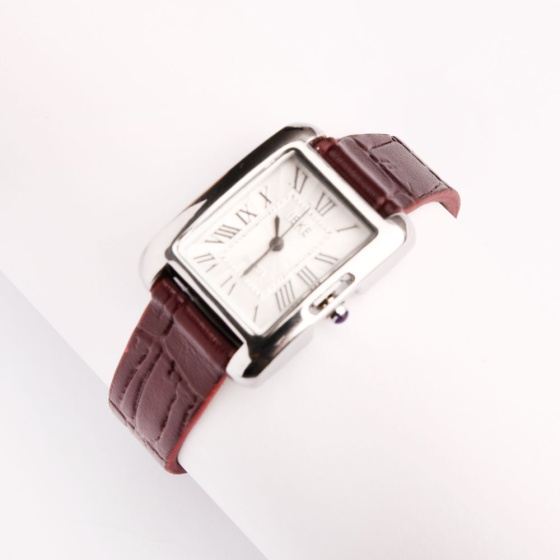 بند ساعت زنانه چرم کروکودیل زرشکی