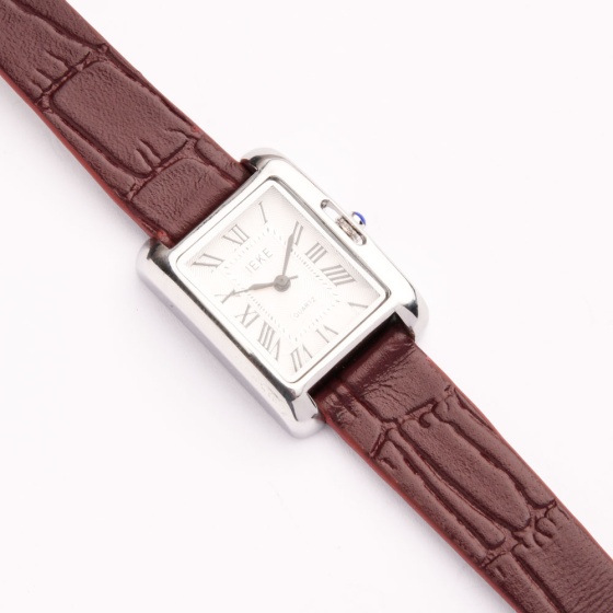 بند ساعت زنانه چرم کروکودیل زرشکی