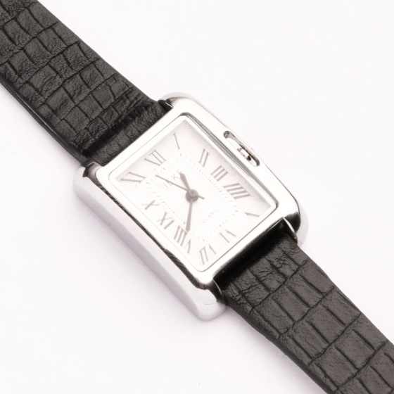 بند ساعت زنانه چرم لیزارد مشکی