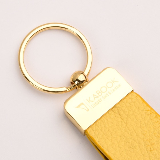 جاکلیدی چرم فلوتر زرد