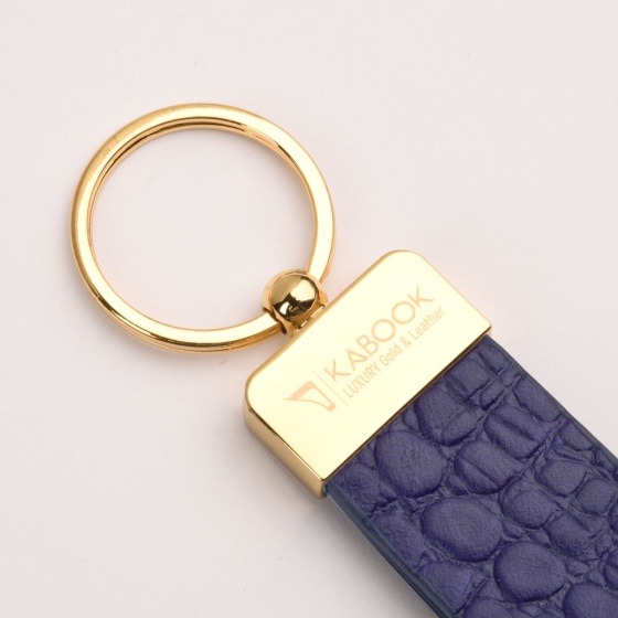 جاکلیدی چرم آبی کربنی