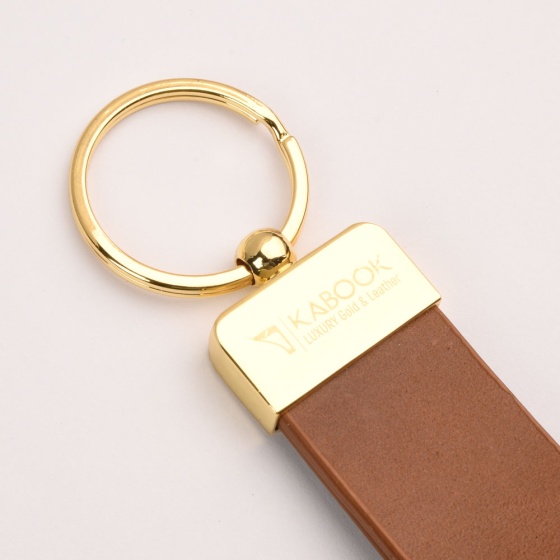 جاکلیدی چرم ساده عسلی