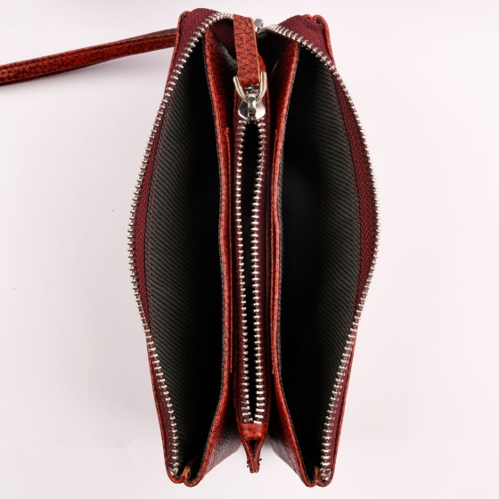 کیف پول زنانه طرح دریا چرم فلوتر زرشکی k