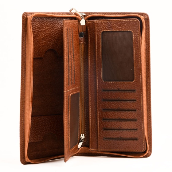 کیف دسته چک جاستین چرم فلوتر عسلی k