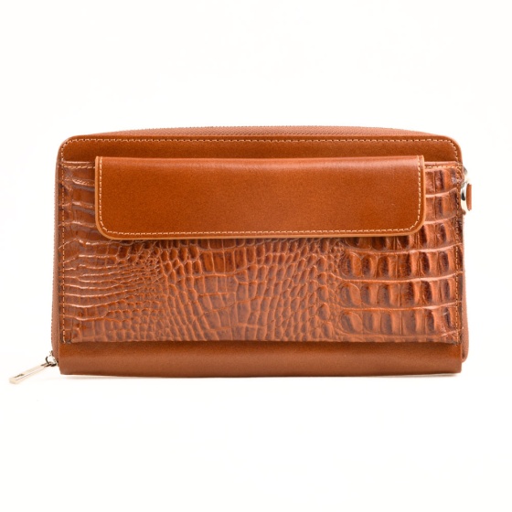 کیف پاسپورتی شاهرخ چرم کروکودیل عسلی  k