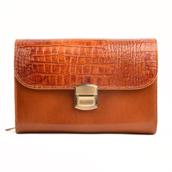 کیف پاسپورتی طرح سپند چرم ساده عسلی  k