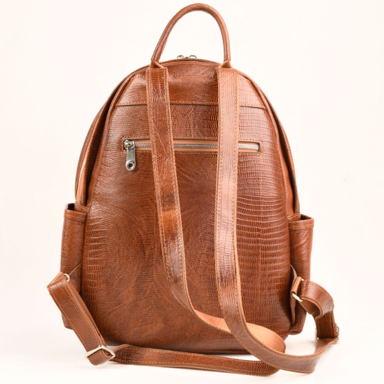 کوله پشتی زنانه یاس چرم لیزارد عسلی