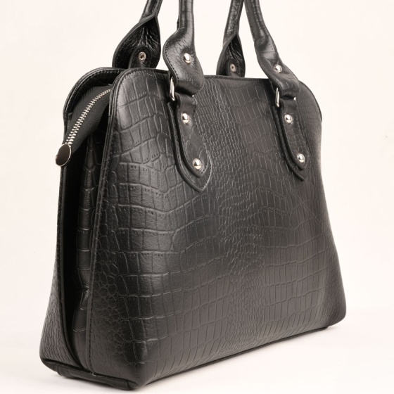 کیف زنانه مجلسی طرح مدا چرم کروکودیل مشکی