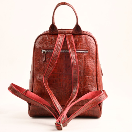 کوله پشتی طرح داریا چرم کروکودیل زرشکی