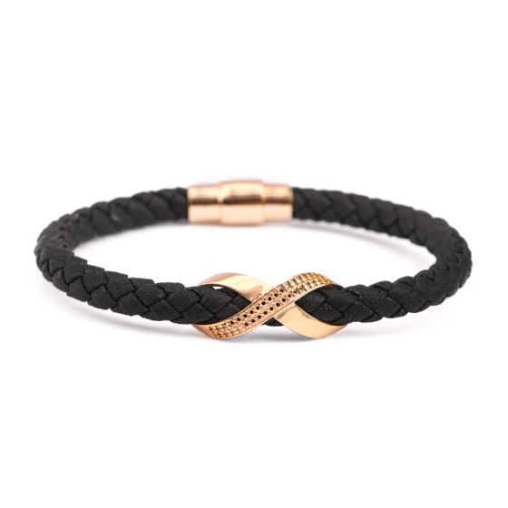 دستبند چرم طلا مردانه طرح آریس