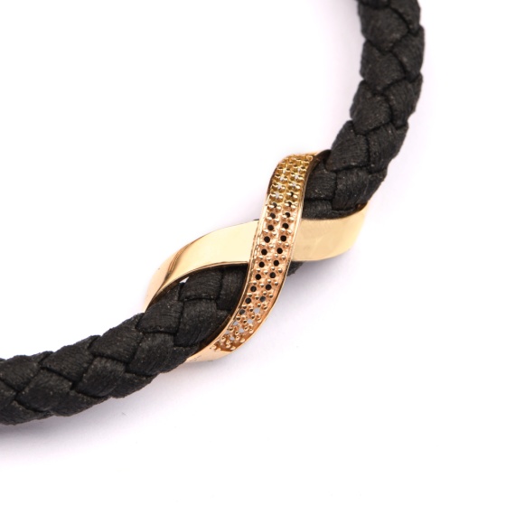 دستبند چرم طلا مردانه طرح آریس