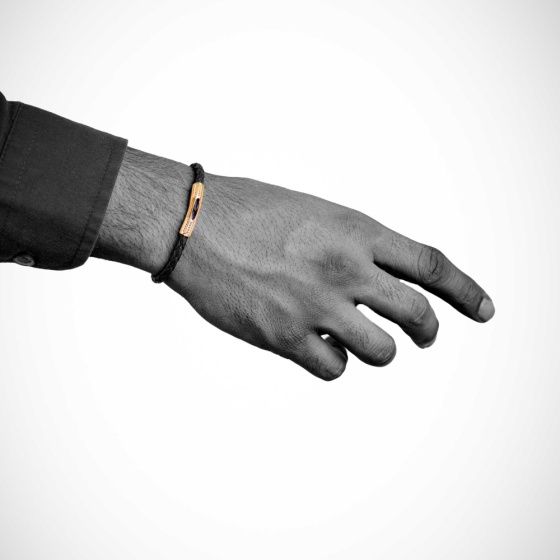 دستبند چرم طلا مردانه طرح الیزا