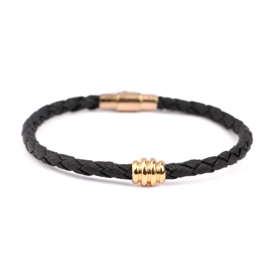 دستبند چرم طلا مردانه طرح اوروم