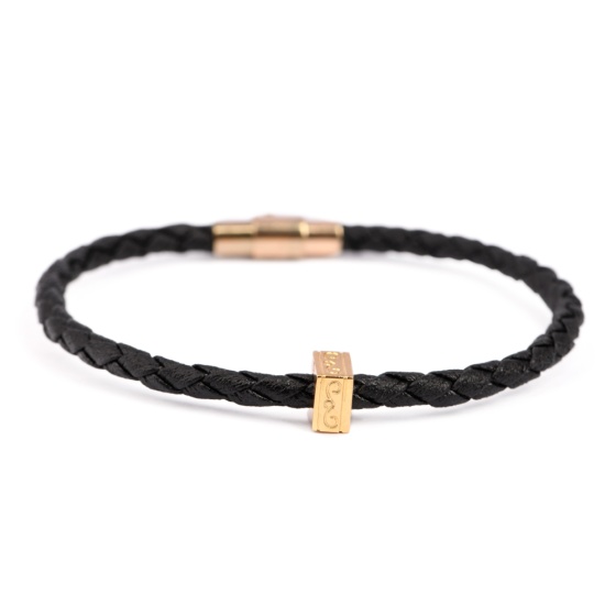 دستبند چرم طلا مردانه طرح درپانا