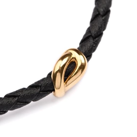 دستبند چرم طلا مردانه طرح دلارا