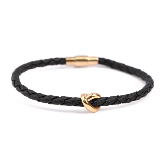 دستبند چرم طلا مردانه طرح دلارا