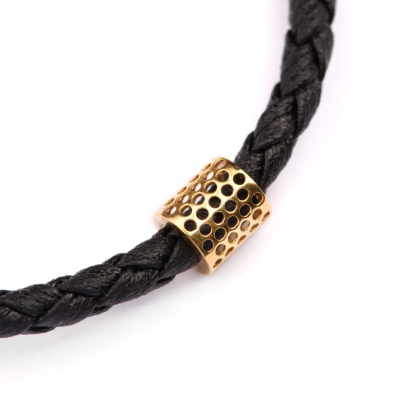 دستبند چرم طلا مردانه طرح لامورا