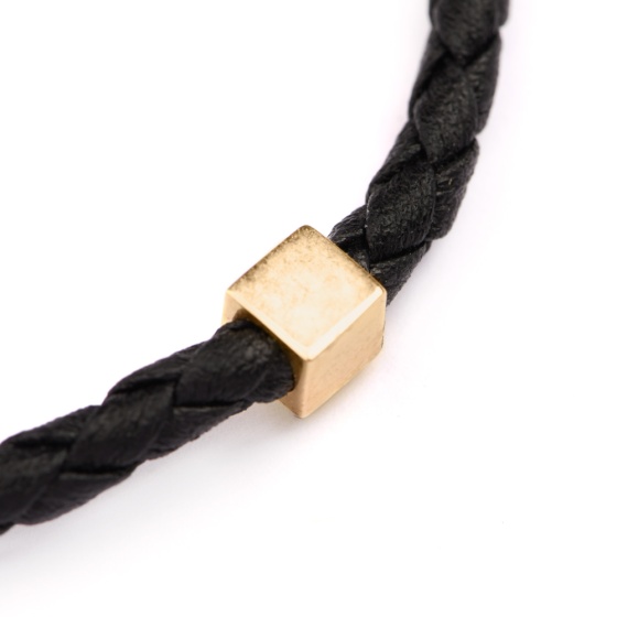 دستبند چرم طلا مردانه طرح مکعب