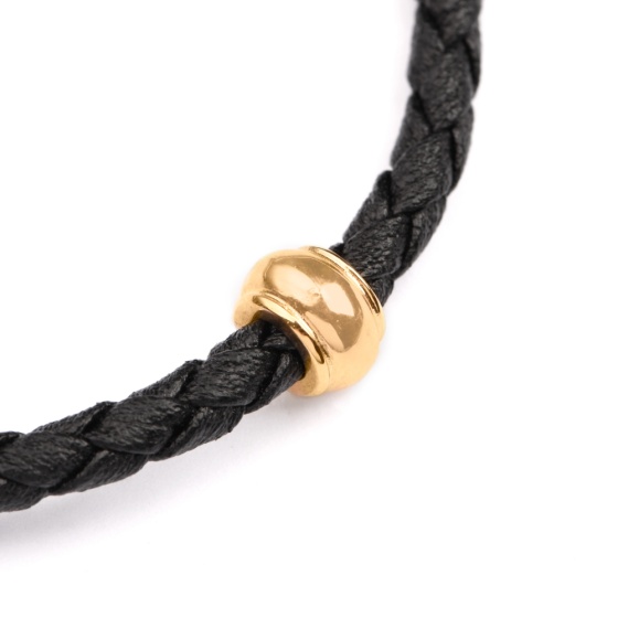 دستبند چرم طلا مردانه طرح ورادیا