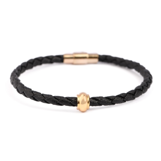 دستبند چرم طلا مردانه طرح ورادیا