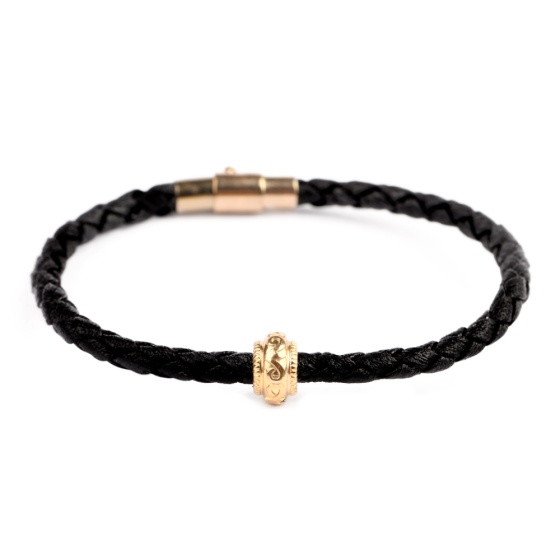 دستبند چرم طلا مردانه طرح زرینا