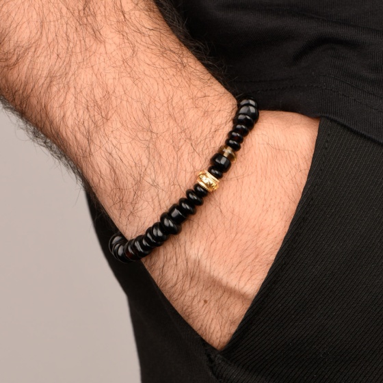 دستبند مهره ای و طلا مردانه طرح زرینا