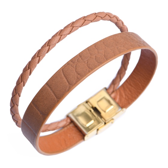 دستبند چرم 67 عسلی