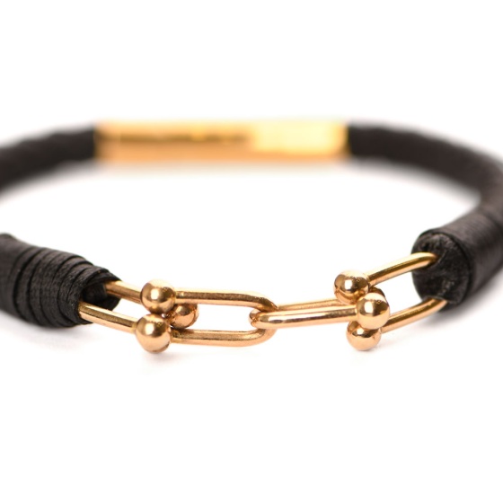 دستبند چرم طلا مردانه طرح تیفانی